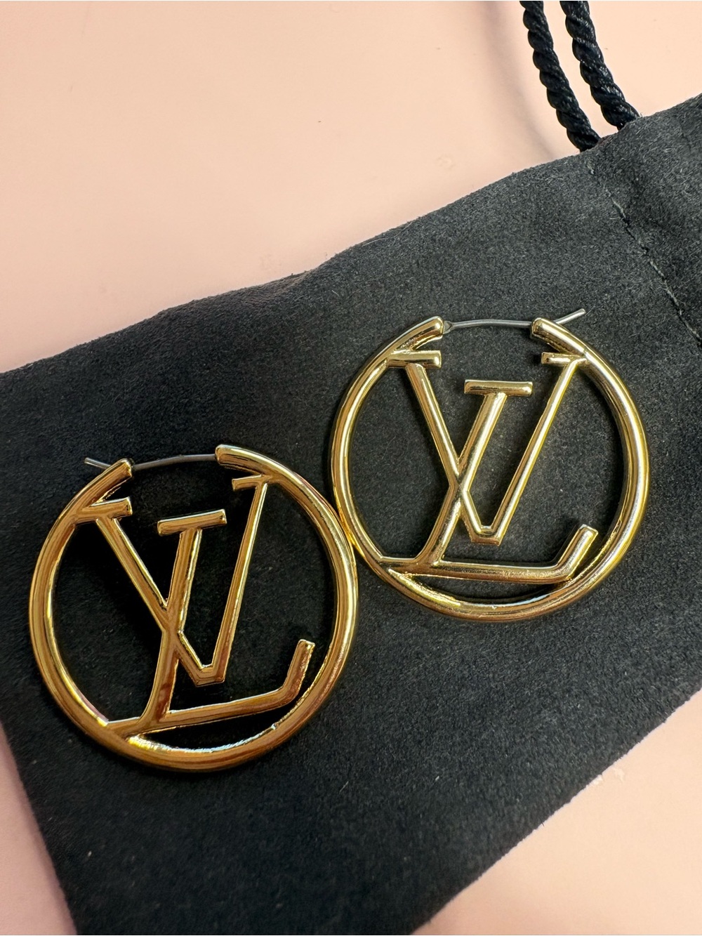 Louis Vuitton Louise GM Gold LV Circle Hoop Earrings